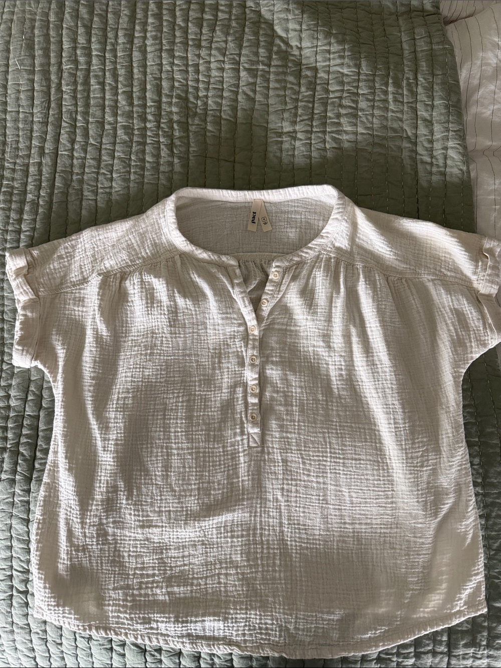 Women’s White Gauze Short Sleeve Top